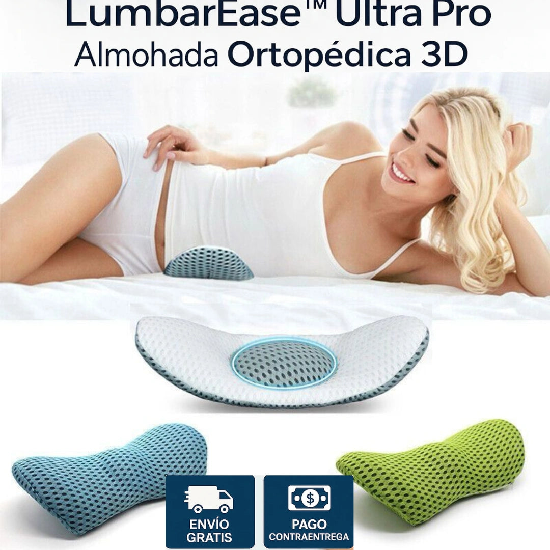 Dile adiós al dolor lumbar y despierta renovado 🔥LumbarEase™ Ultra Pro Almohada Ortopédica 3D con soporte premium para dormir mejor😴