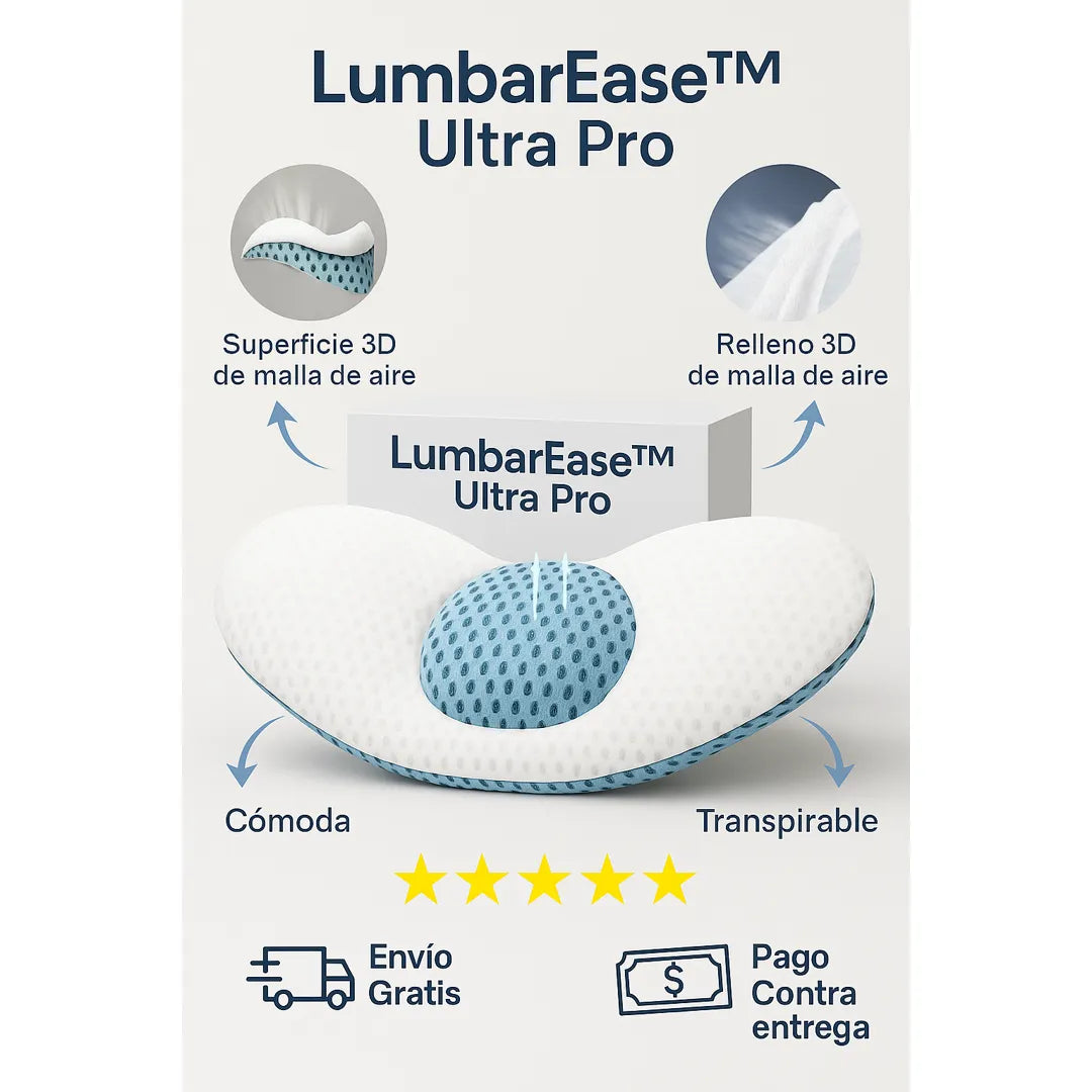Dile adiós al dolor lumbar y despierta renovado 🔥LumbarEase™ Ultra Pro Almohada Ortopédica 3D con soporte premium para dormir mejor😴